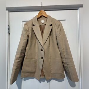 JCREW Factory Re-Imagined linen blend 2-button blazer, sandstone, sz 6